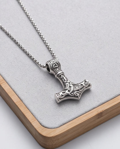 Silver Mjölnir Thor's Hammer Pendant Necklace