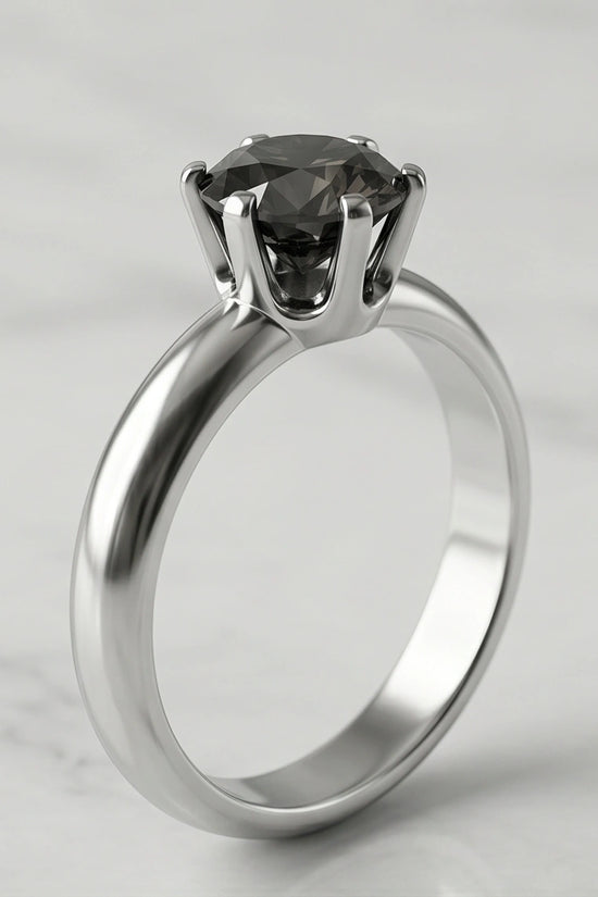 Sterling Silver Black Diamond Solitaire Ring