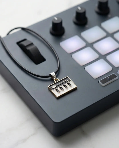 Gold and Black Synthesizer Keyboard Necklace