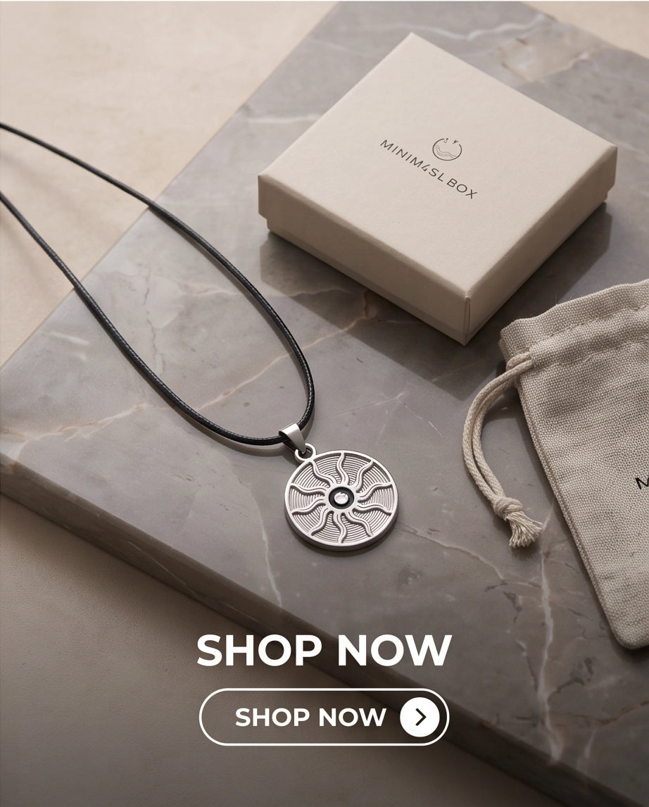 Silver Celestial Sunburst Medallion Cord Necklace