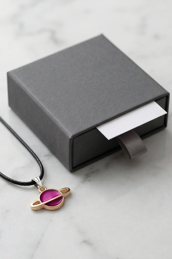Magenta Saturn Planet Pendant