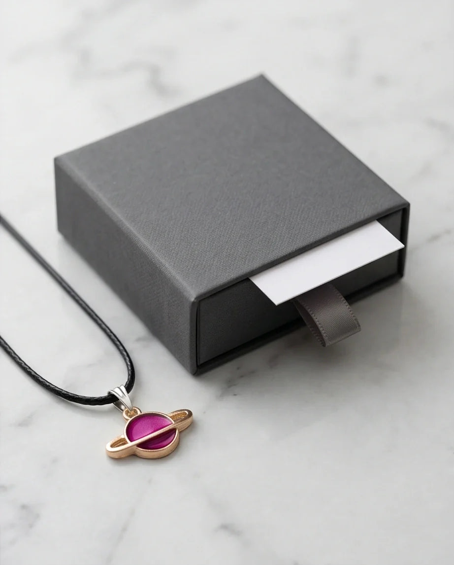 Magenta Saturn Planet Pendant