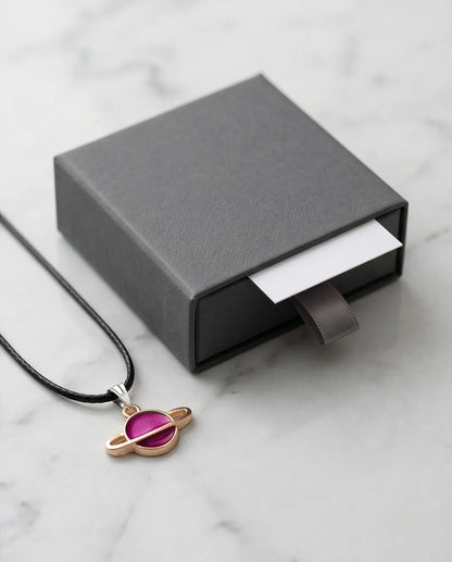 Magenta Saturn Planet Pendant