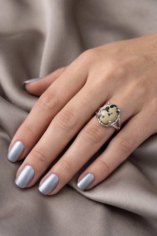 Wild Splendor Dalmatian Jasper Ring