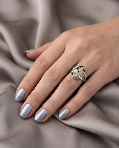 Wild Splendor Dalmatian Jasper Ring