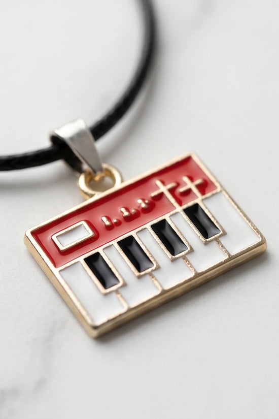 Gold and Red Synthesizer Keyboard Necklace