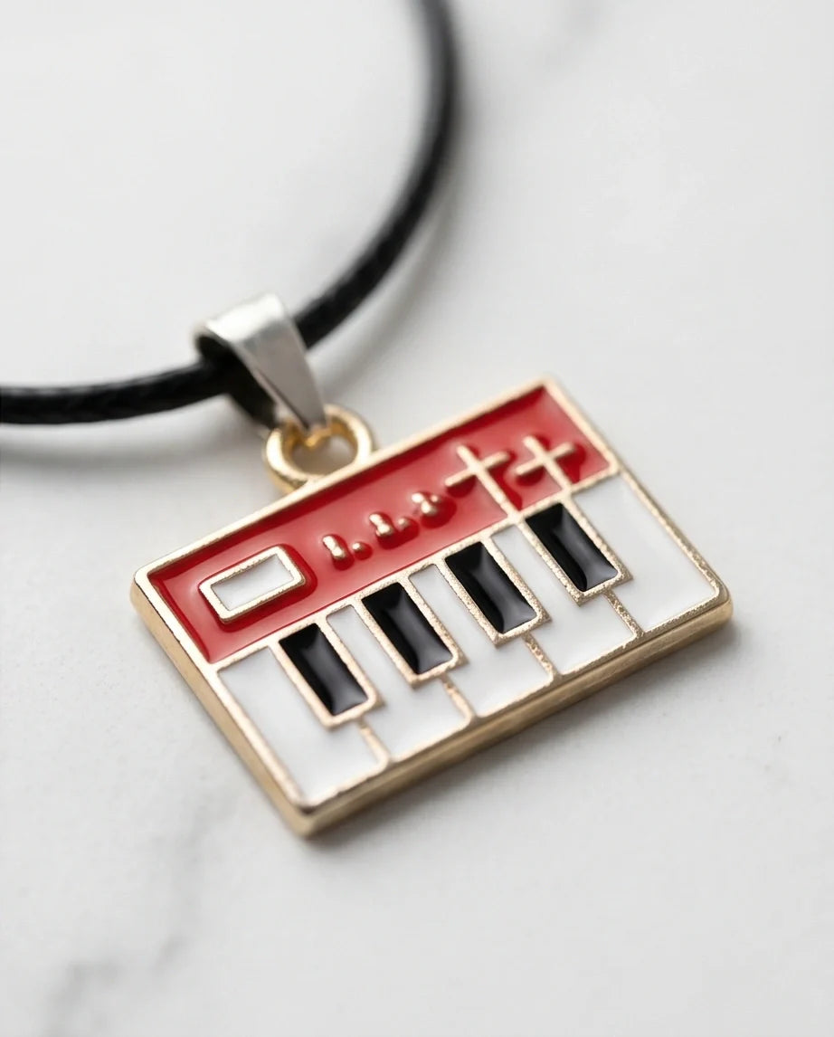 Gold and Red Synthesizer Keyboard Necklace