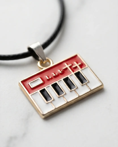 Gold and Red Synthesizer Keyboard Necklace