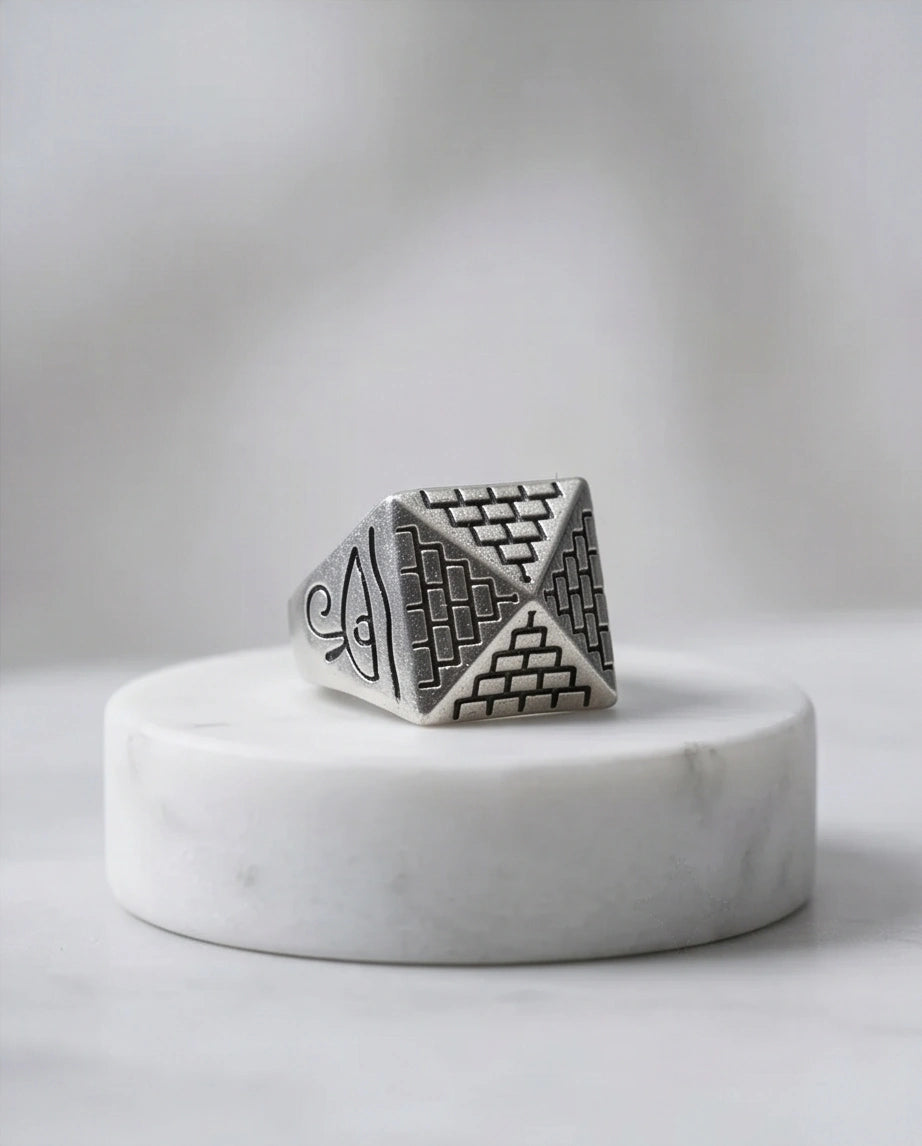 Vintage Sterling Silver Egyptian Pyramid Eye of Horus Ring