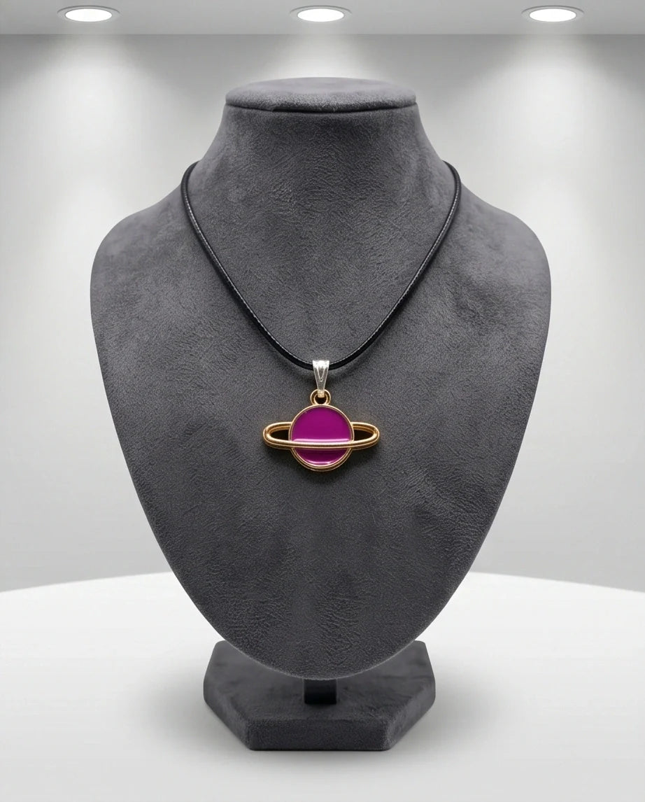 Magenta Saturn Planet Pendant
