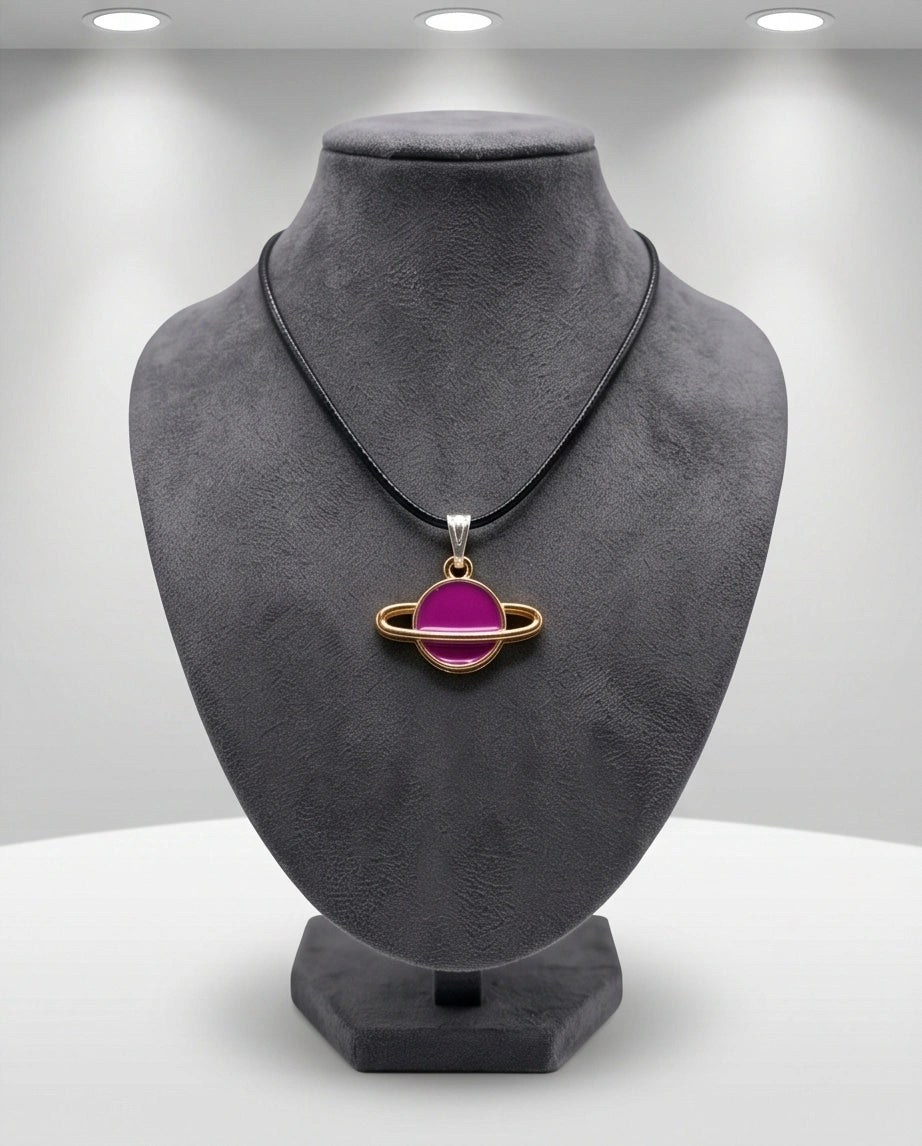 Magenta Saturn Planet Pendant