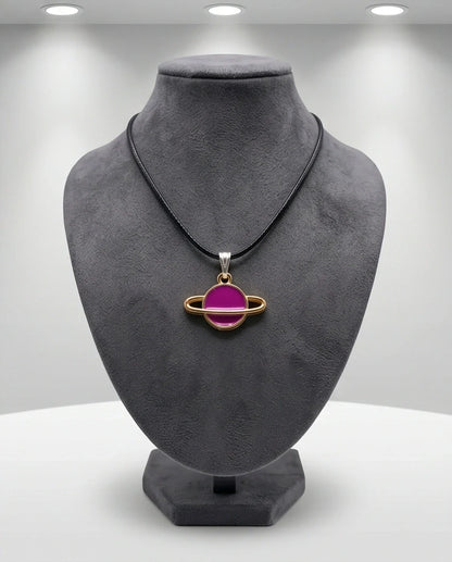 Magenta Saturn Planet Pendant