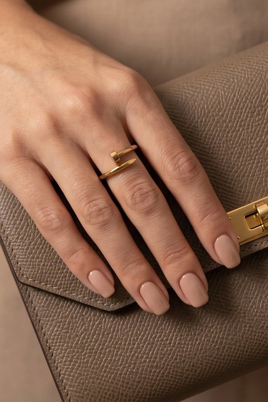 Golden Minimalist Nail Wrap Ring