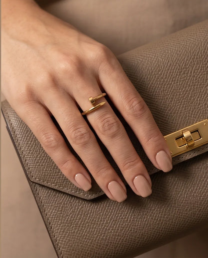 Golden Minimalist Nail Wrap Ring