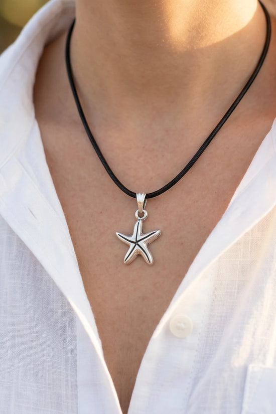 Silver Starfish Pendant Necklace