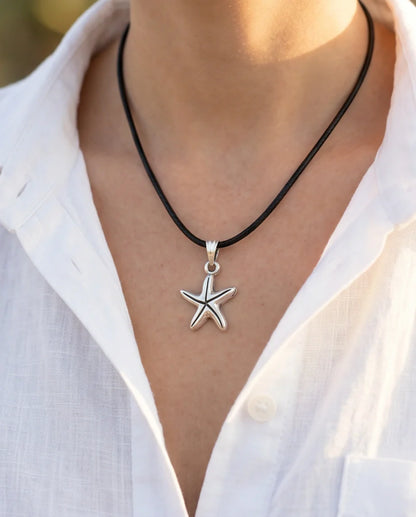 Silver Starfish Pendant Necklace