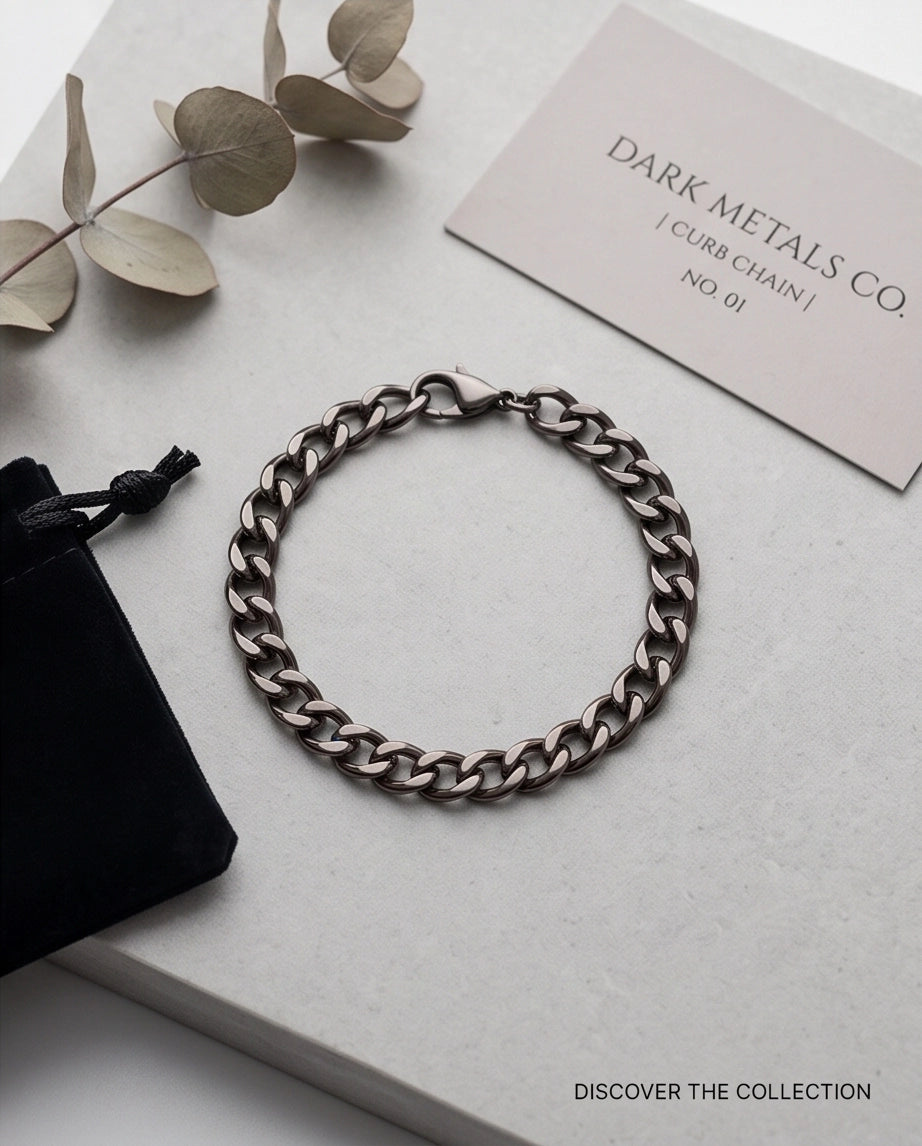 Gunmetal Black Curb Chain Bracelet