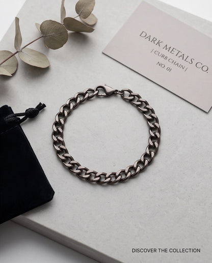 Gunmetal Black Curb Chain Bracelet