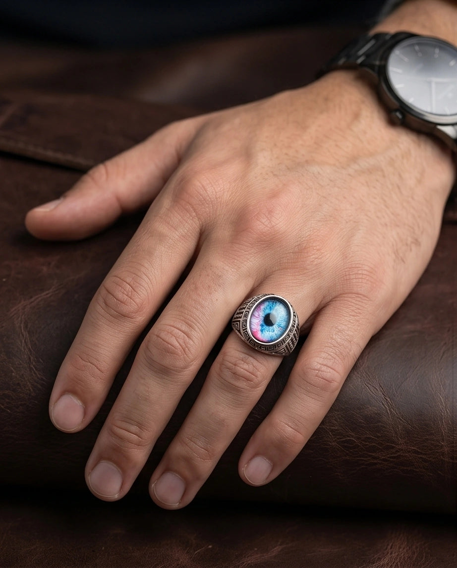 Vintage Sterling Silver Mystic Dual-Tone Eye Ring