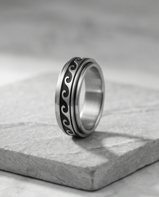 Minimalist Ocean Wave Engraved Band Ring