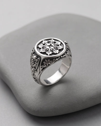Astral Compass Heraldic Signet Ring