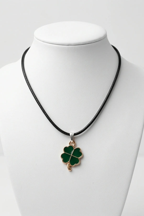 Gold and Green Four-Leaf Clover Necklace