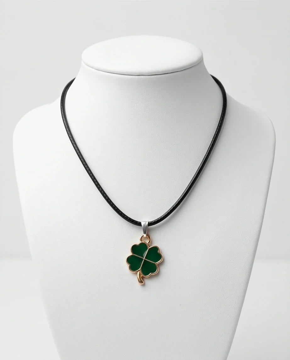 Gold and Green Four-Leaf Clover Necklace
