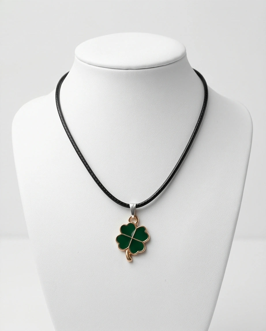 Gold and Green Four-Leaf Clover Necklace
