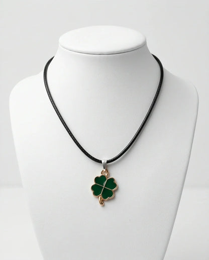 Gold and Green Four-Leaf Clover Necklace
