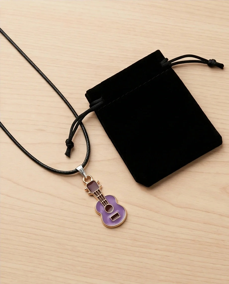 Gold and Purple Acoustic Guitar Necklace