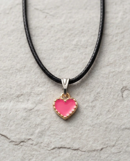 Gold and Pink Beaded Heart Necklace
