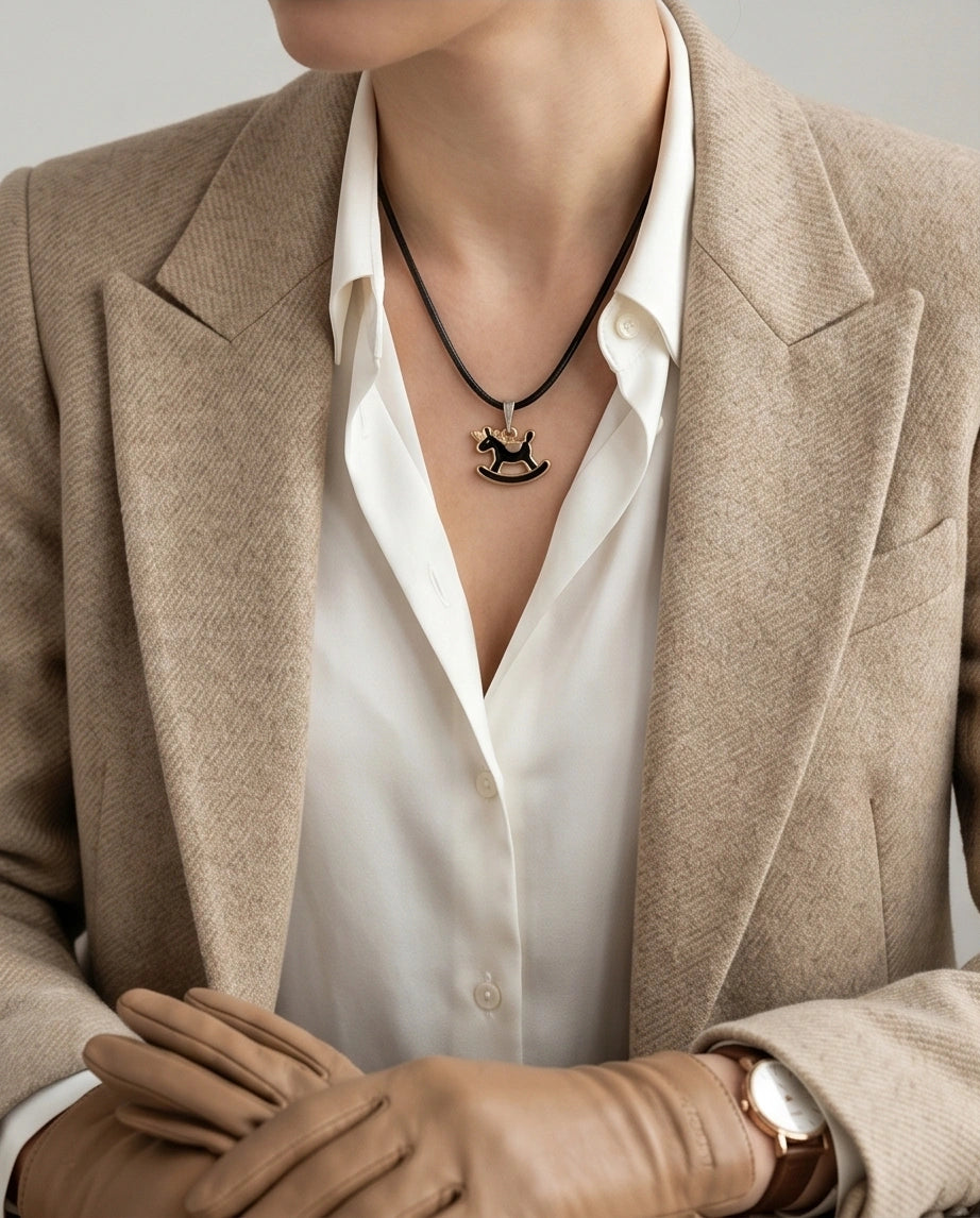 Gold and Black Rocking Horse Necklace