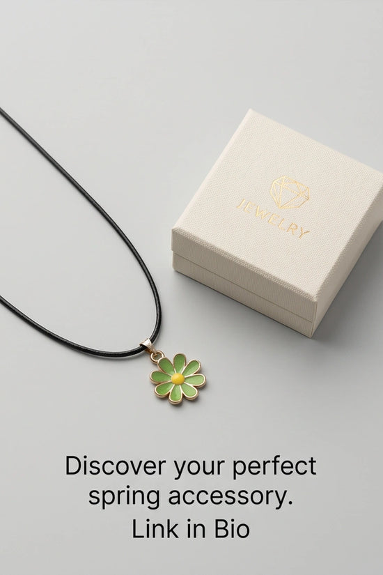 Gold and Light Green Daisy Necklace