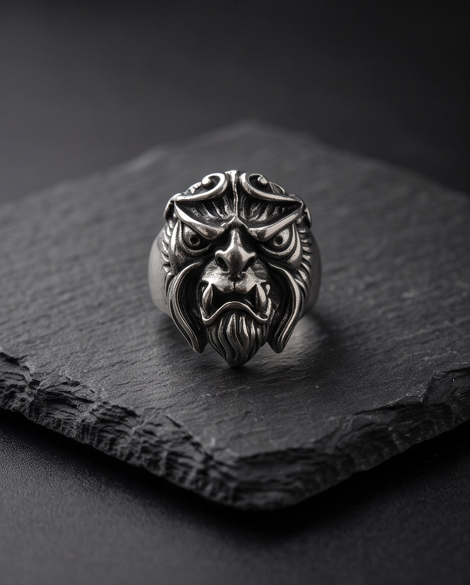 Celestial Sunburst Guardian Lion Ring