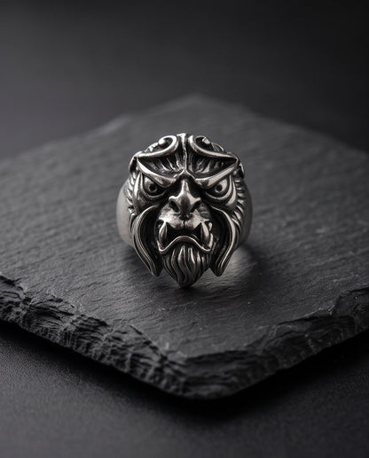 Celestial Sunburst Guardian Lion Ring