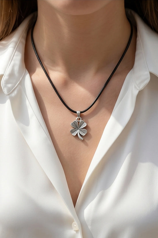 Silver Four-Leaf Clover Necklace