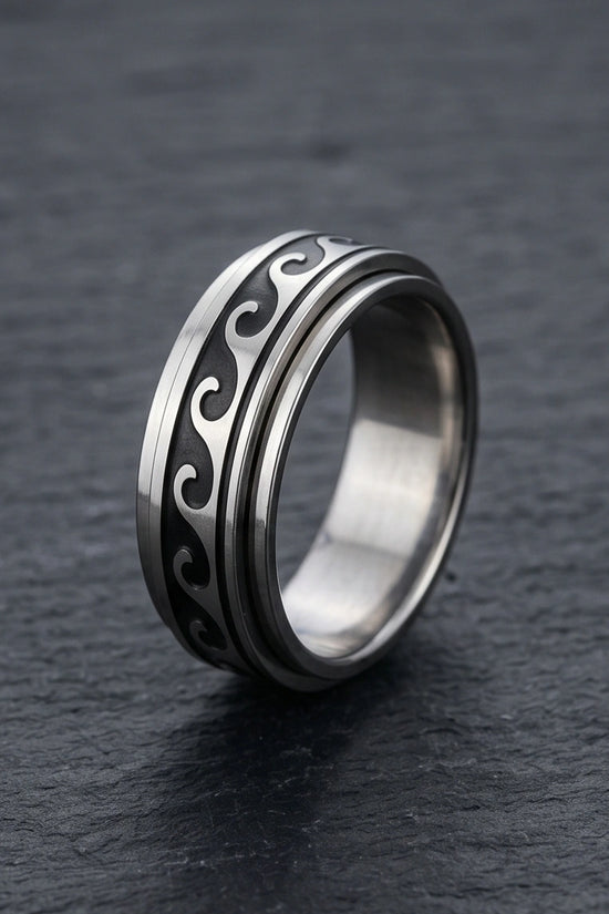 Minimalist Ocean Wave Engraved Band Ring
