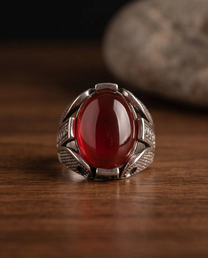 Crimson Legacy Stippled Signet Ring
