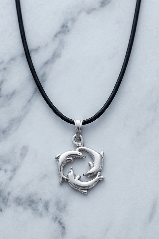 Silver Dolphin Circle Necklace