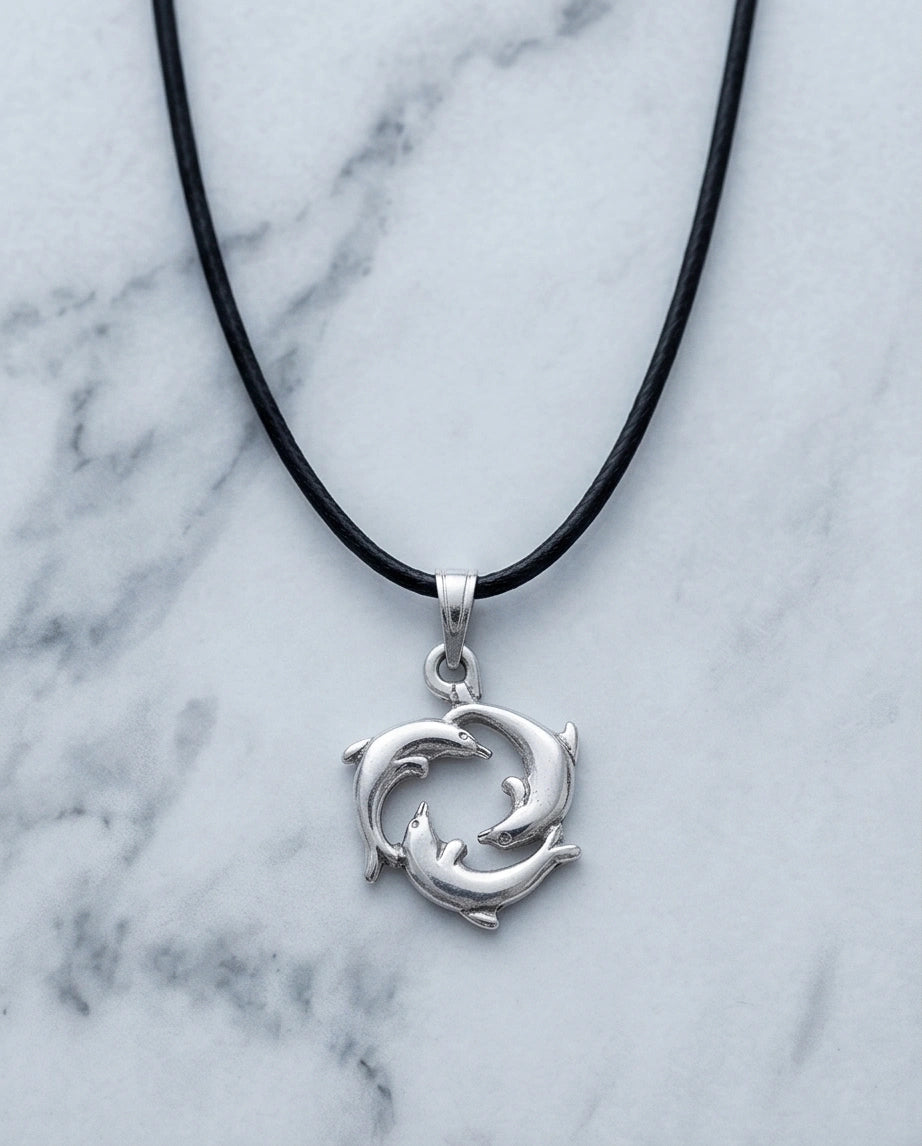 Silver Dolphin Circle Necklace