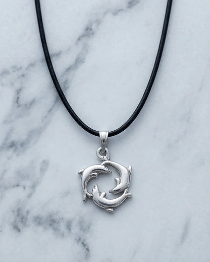 Silver Dolphin Circle Necklace