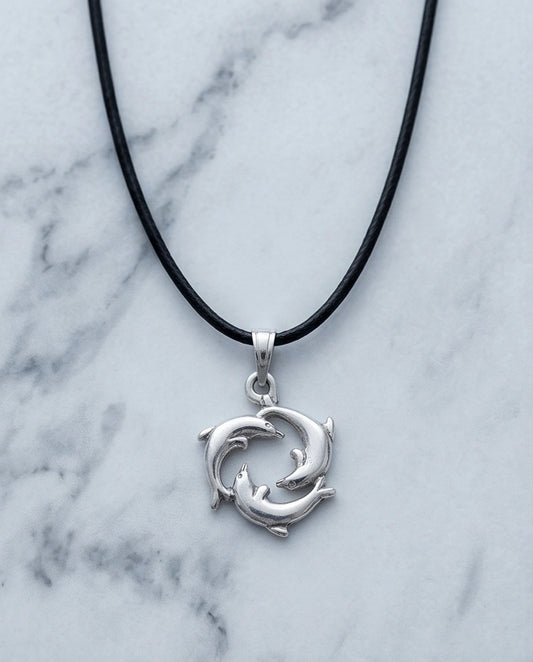 Silver Dolphin Circle Necklace