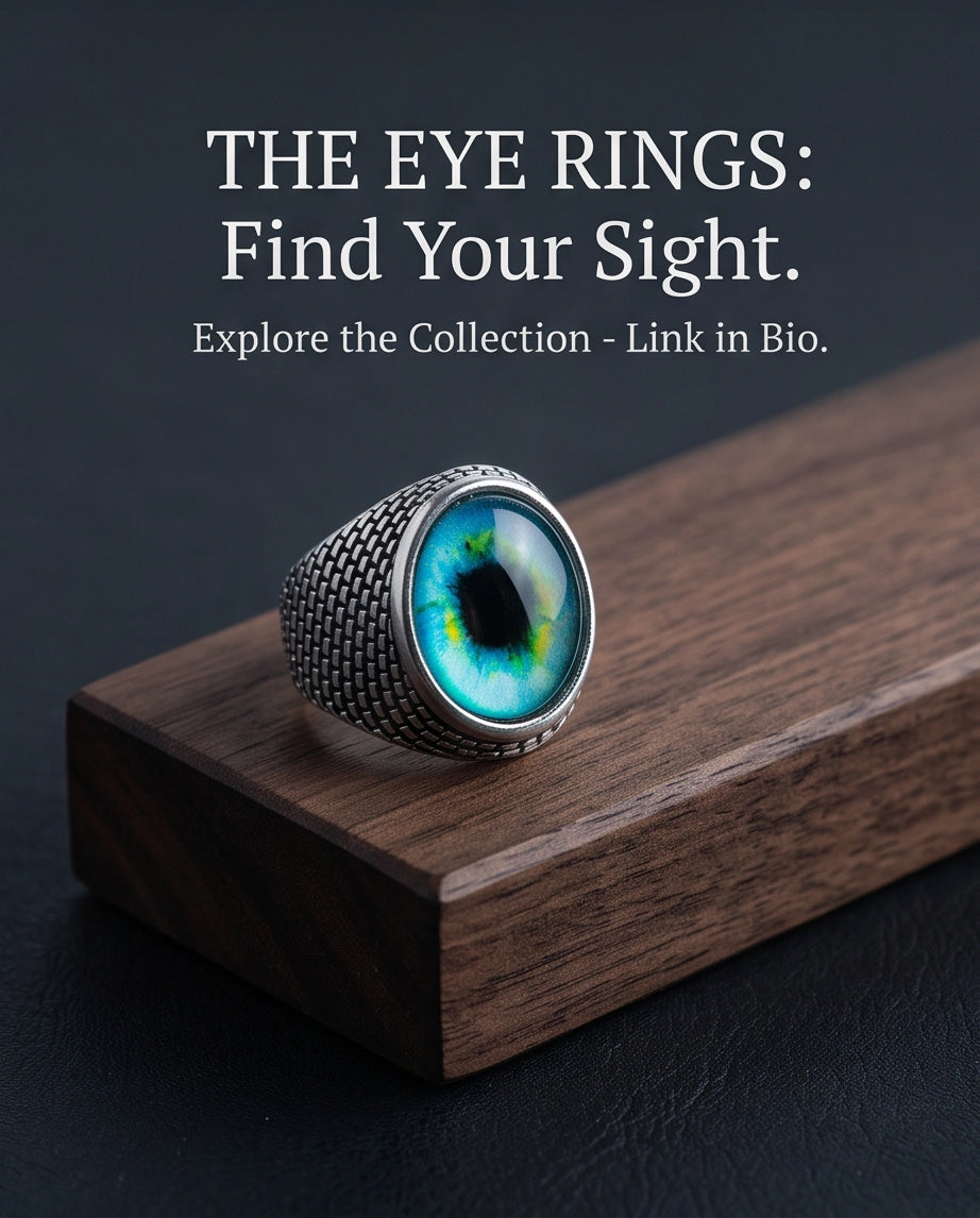 Cyan Ocular Mesh Silver Ring