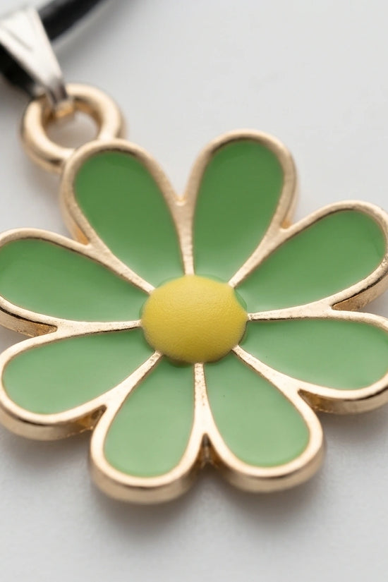 Gold and Light Green Daisy Necklace
