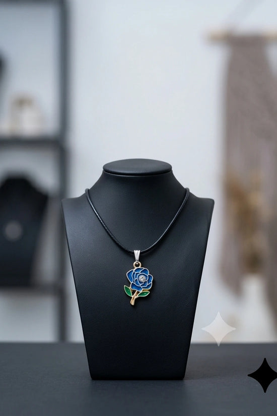 Royal Blue Enchanted Rose Pendant