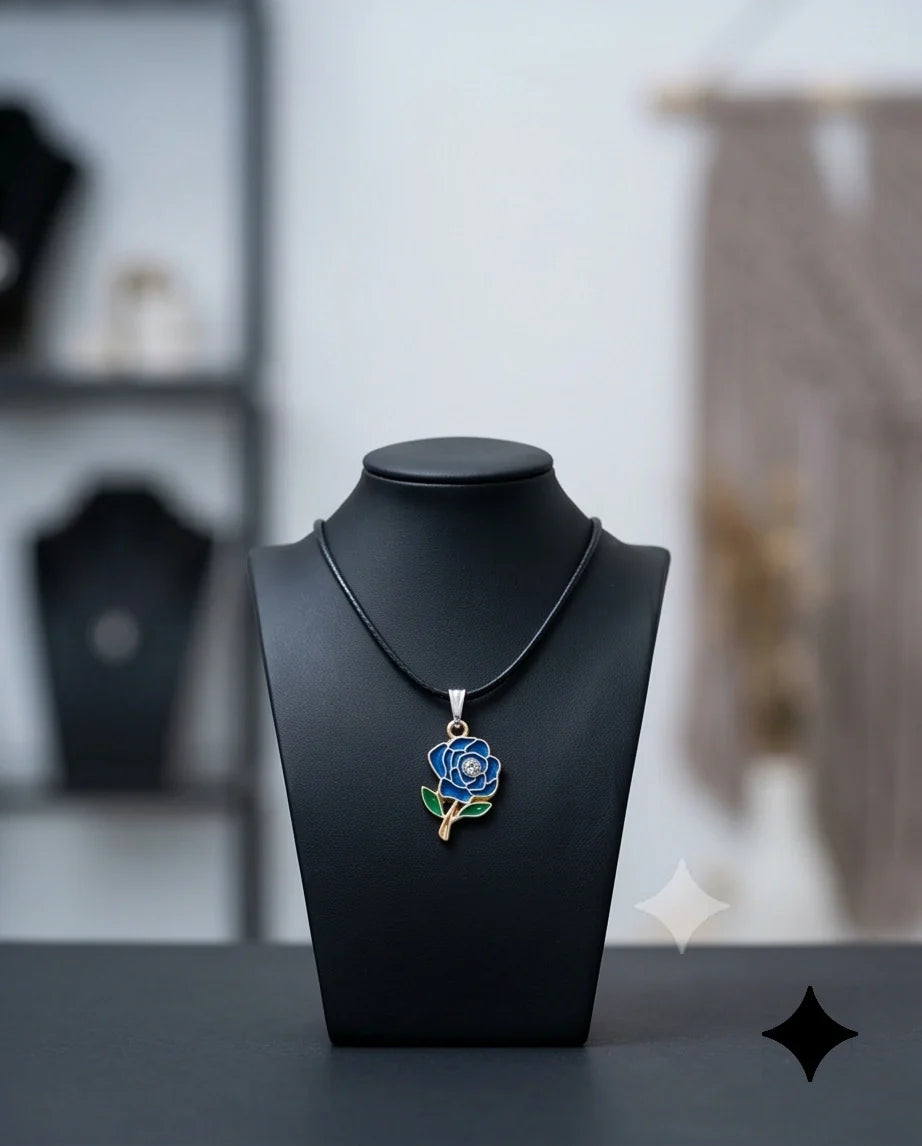 Royal Blue Enchanted Rose Pendant