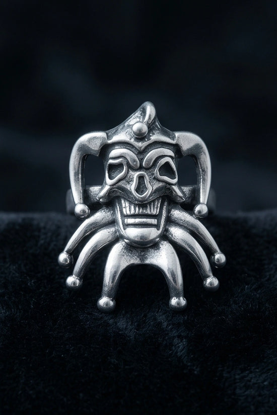 Gothic Sterling Silver Evil Jester Skull Ring