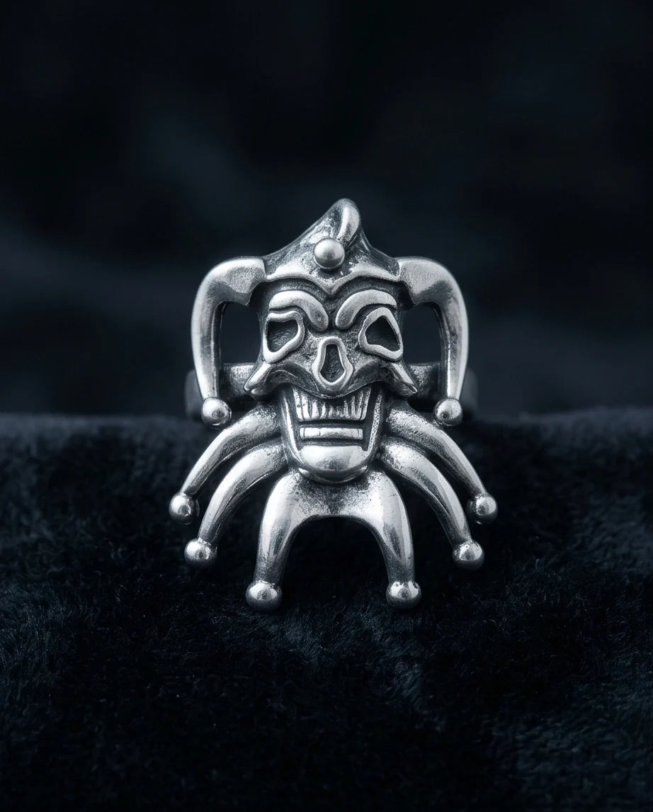 Gothic Sterling Silver Evil Jester Skull Ring