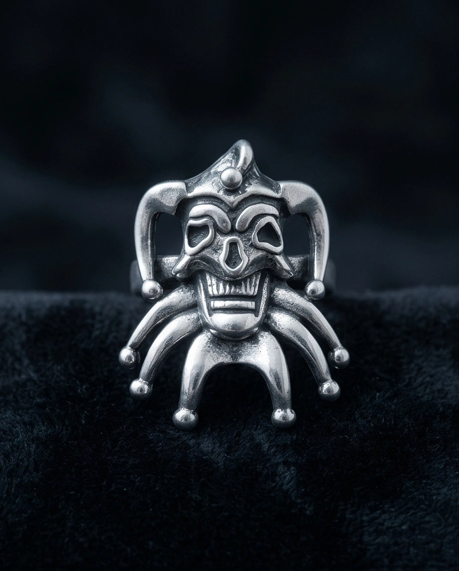 Gothic Sterling Silver Evil Jester Skull Ring