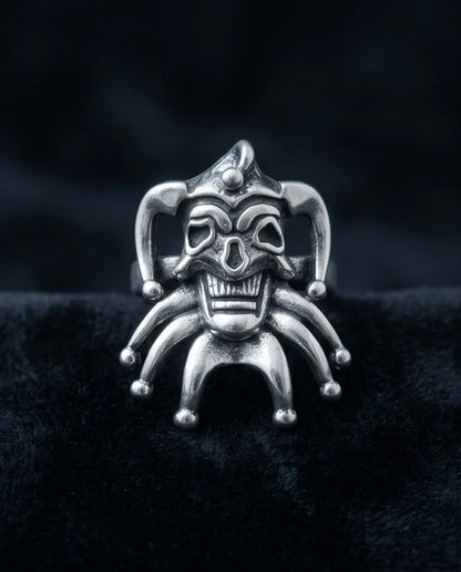 Gothic Sterling Silver Evil Jester Skull Ring